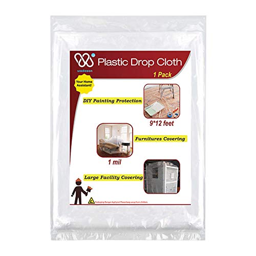 Wadason Drop Cloths for Painting Plastic Drop Cloth 9x12 Painters Drop Cloth Plastic Sheeting Tarp Drop Cloth Waterproof 1 Pack