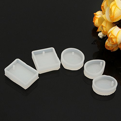 Jeteven Jewelry Pendant Making Mold Silicone Casting Mould with Hanging Hole Handmade DIY Craft Tool 5 Types