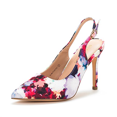 DREAM PAIRS Women's Slim-Pointed Floral High Heel Pump Shoes - 9 M US