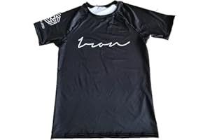 Iron Jiu Jitsu Rash Guard for Men – BJJ Gi Jiu Jitsu No Gi Short Sleeve Rashguard, Black, Medium