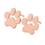 RoseSummer Dogpaw Earring Silver Plated Dog Paw Print Ear Studs Dog Lovers Jewelry (rose gold)