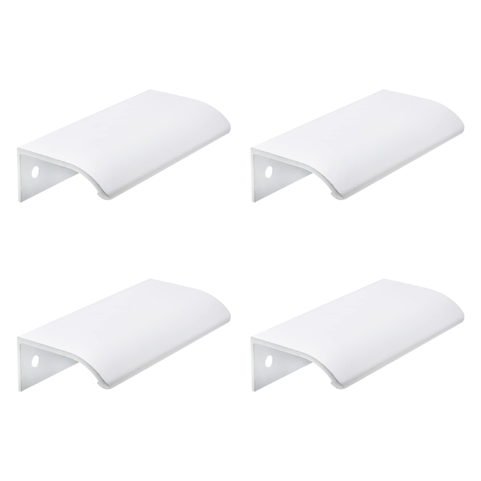 Photo 1 of LC LICTOP Curved Edge Pull Handles, 3.15 Inch Edge Finger Tab Handle for Caibnets Drawer Closet Door Wardrobe Cupboard, 2.52 Inch Hole Spacing, 4 Pcs White Edge Pulls