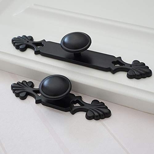 image for LBFEEL Black Dresser Knobs Drawer Knob Pulls Handles Back Plate Kitche