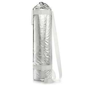 Twelve NYC Womens Metallic Textured Yoga Mat Carrier Silver