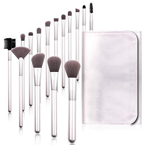 Real Perfection Makeup Brushes, 15 pcs Premium Cosmetic Makeup Brush Set Bamboo Charcoal Synthetic Bristles Foundation Powder Concealers Blending Eye Shadows Face Makeup Brush Kit (Silver)