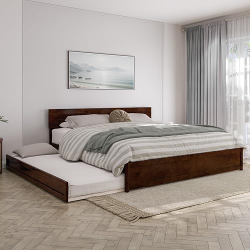 Photo 1 of ****PARTS ONLY***AFI, Wesley King Platform Bed with Panel Footboard & Twin XL Trundle, Walnut