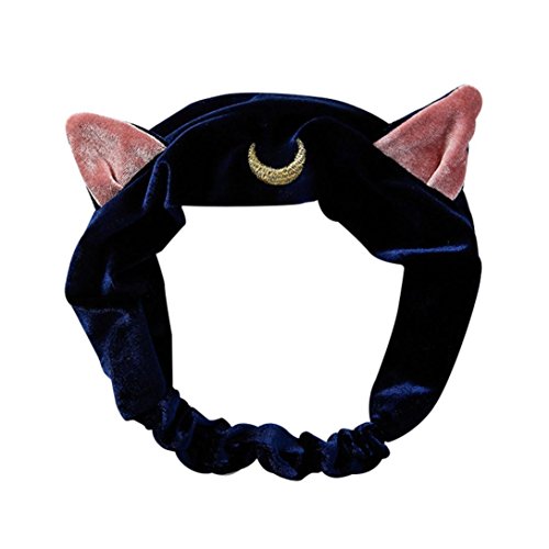 FTXJ Cute Cat Ear Hair Band For Women Wash Face Makeup Running Sport (Blue) - Thumbnail 2