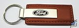 Ford Brown Leather Key Fob Authentic Logo Key Chain Key Ring Keychain Lanyard