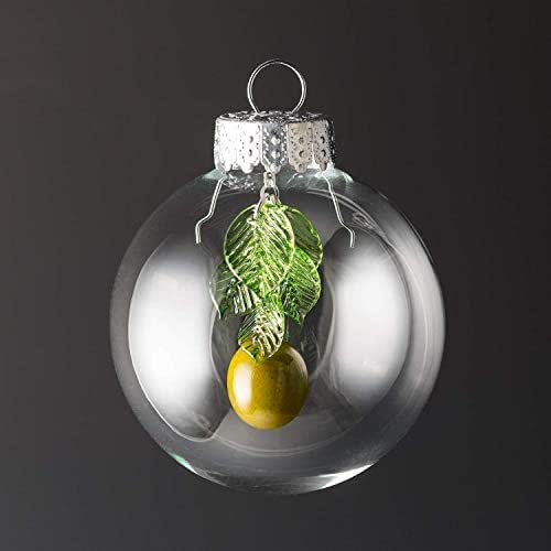 Glass Green Olive Christmas Ornament with Five