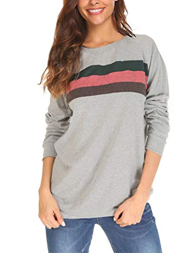 Qearal Women's Winter Fall Raglan Long Sleeve Tunic Tops Shirt Casual Blouses(Gray,L)