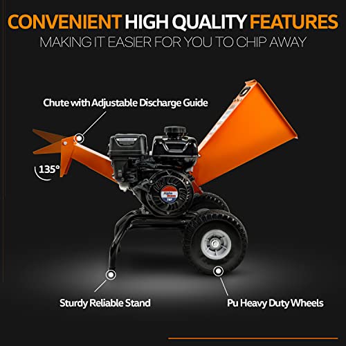 SuperHandy Wood Chipper Shredder Mulcher 7HP Engine Heavy Duty Compact
