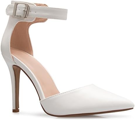 OLIVIA K Women's Sexy Classic D'Orsay Pointed Closed Toe High Stiletto Heel Pump | Adjustable Ankle Strap | Classic, Comfortable