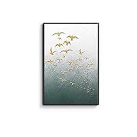 Framed Canvas Home Artwork Decoration Golden Forest Canvas Wall Art for Living Room Bedroom - 16x24 inches