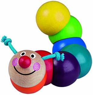 Wooden Caterpillar Clutching Grasping Beads, Rattle, Teether (Handmade In Europe) Montessori Toy