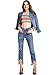 Beluring Womens Lightweight Rainbow Colored Stripe Vintage Long Sleeve Crop Top,Multicoloured,Large