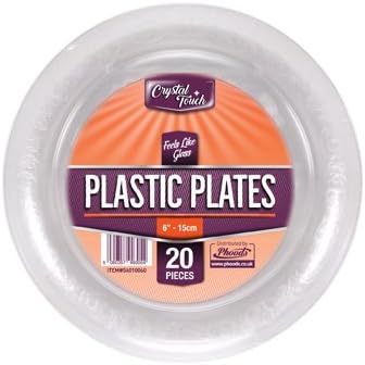 Clear Plastic Disposable Party Plates Hard Extra Strong Heavy Duty Reusable Desert Plates (6"-15cm)