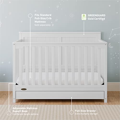 Graco Hadley 5in1 Convertible Crib with Drawer (White) GREENGUARD