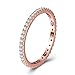 Lemon Grass Full Micropave Thin Band Dainty Stacking Ring Wedding Band 14K Rose Gold Plating Size 7