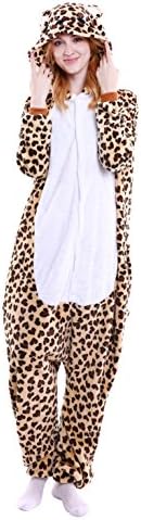 Unisex Adult Pajamas Cosplay Leopard bear Animal Onesie Sleepwear Kigurumi Costume (S)
