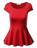 J.TOMSON Women's Cap Sleeve Peplum Top XS-4XL (20 Colors)