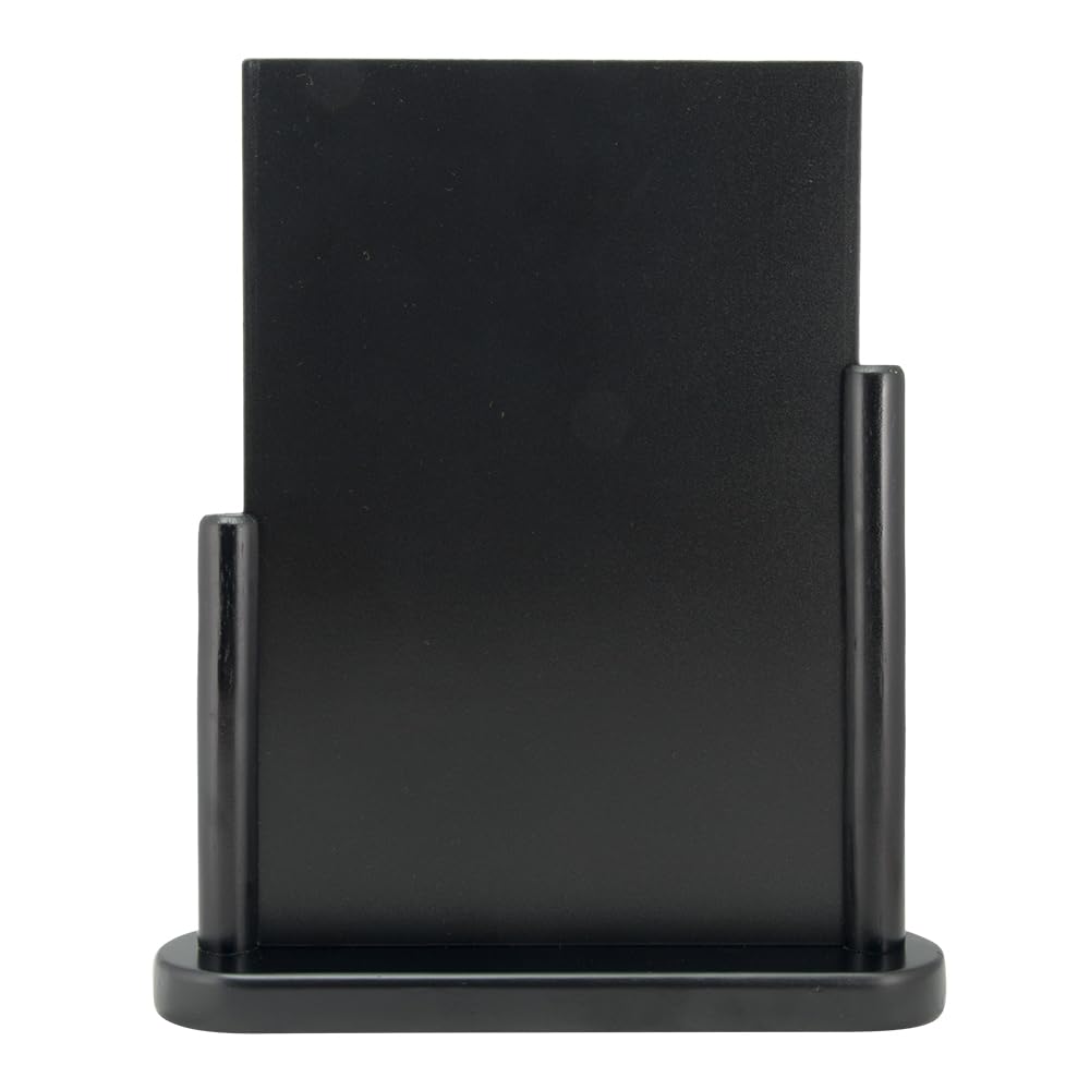 Securit 21 x 30cm Lacquered Finish Elegant Large Table Top Menu Chalk Board - Black