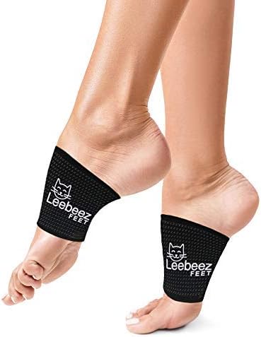 Arch Support Sleeve for Plantar Fasciitis by Leebeez -Compression and Copper Foot Brace -Pain Relief for Men Women Children with Flat Feet High or Low Arches Heel Pain -for Socks Shoes -Black Medium