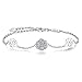 Billie Bijoux Womens 925 Sterling Silver Diamond Rose Flower Love Symbol Charm Adjustable Bracelet for Women Girls White Gold Plated