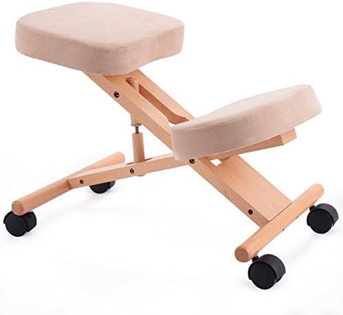 CASART Ergonomic Kneeling Chair, Adjustable Wooden Frame Kneeler Stool, Home Office Orthopaedic Posture Chairs (Beige) - Image 3