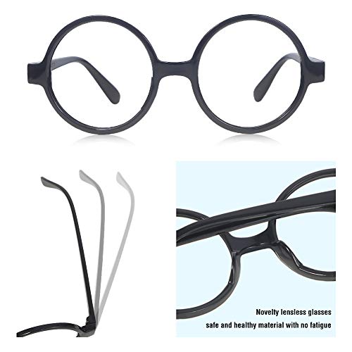 ThinkMax Cosplay Tie with Novelty Glasses Frame for Kids Teens, 4 Pieces Necktie Accessories for Halloween Chritsmas Party and Daily Use