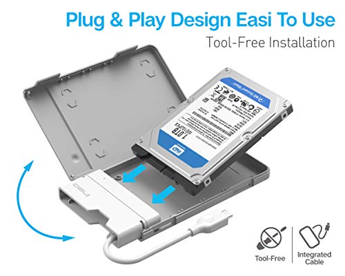 ineo USB 3.1 Gen 2 Type C (10Gbps) Tool-Less External Hard Drive Enclosure for 2.5 inch 9.5mm & 7mm SATA HDD SSD USB-C Screwless (USB 3.1 Gen2 Type C) [C2578c] - Thumbnail 2
