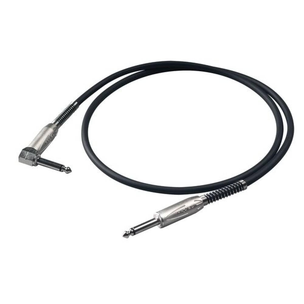 Proel Bulk120lu3 Instrument Cable 6.3 mm Mono Jack to 6.3 mm Mono Jack to Angle Jack