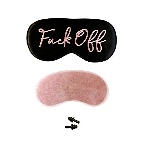 Natural Silk Fuck Off Sleep Mask with Adjustable Strap Earplugs and Cooling Gel - Thumbnail 3