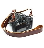 CEARI Premium Camera Leather Shoulder Neck Strap Belt for Canon Nikon Pentax Olympus Sigma Sony Fujifilm Casio Panasonic DSLR Camera + MicroFiber Clean Cloth - Coffee