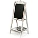MyGift Vintage Style White Washed Brown Wood Chalk Board Easel/Freestanding Guest Message Sign Board