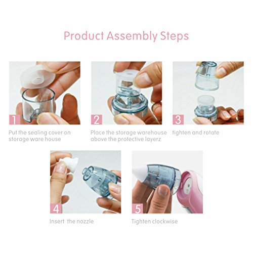 Deyace Baby Nasal Aspirator Electric, 3 Strength Vacuum Suction, LCD Display, Adjustable Music, Flashing Light, Snot/Booger Sucker Nose Cleaner for Newborn, Toddler, Infant (Electric, Pink) - Thumbnail 7