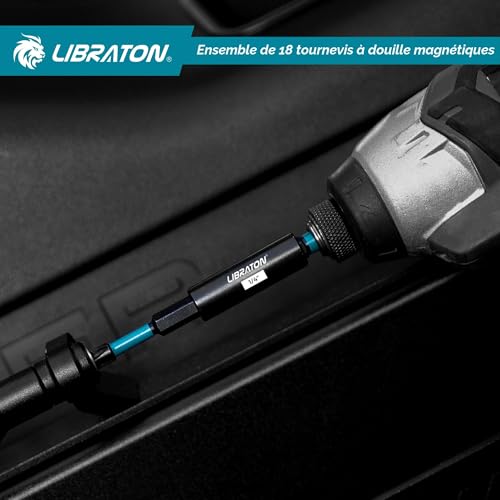 LIBRATON 18-Piece Magnetic Socket Impact Drivers, Deep Socket, Metric Nut Drivers, 5-14mm Sockets and Deep 6-17mm, Bit Holder, Storage Box