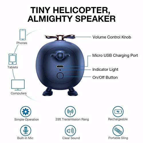 Cute Helicopter Mini Portable Wireless Speaker with HD Sound and Bass
