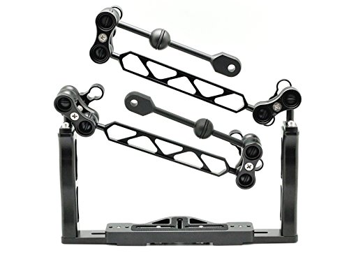 Aluminium Tray/Grip for Underwater Camera Housings with two Screw Holes for Attaching at the Bottom. For any Housing that has one Threaded Hole or two Threaded Holes at the Bottom of the Housing.