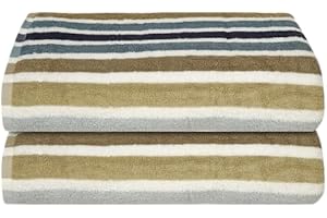 Textila Bath Sheets - 35x70 Inch Oversized 100% Cotton Towels, Super Soft, Highly Absorbent & Lightweight - Ideal for Everyday Use, Spa & Hotel (Stripe - Pack of 2)