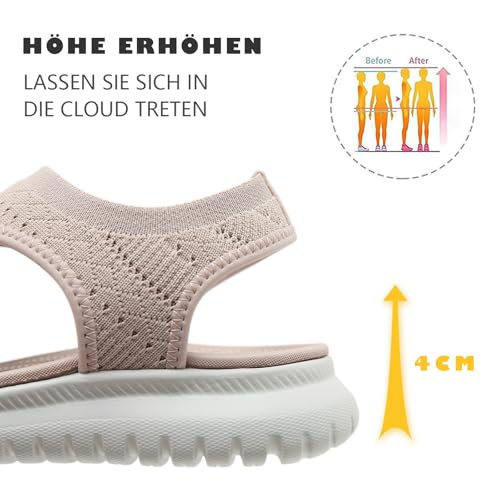 ZDQ Sandalias Mujer Verano Plana Comodas Zapatos, Deportiva Sandalias con Punta Abierta Rosa41