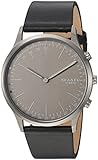 Skagen Connected Men's Jorn Stainless Steel and Leather Hybrid Smartwatch, Color: Grey, Black (Model: SKT1203)