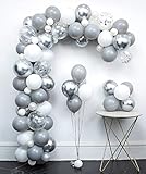 Light Grey Metallic Silver White Balloon Garland