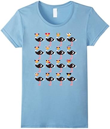 Women's Ostrich Emoji Many Emotion Shirt T-Shirt Run Flightless Tee Small Baby Blue