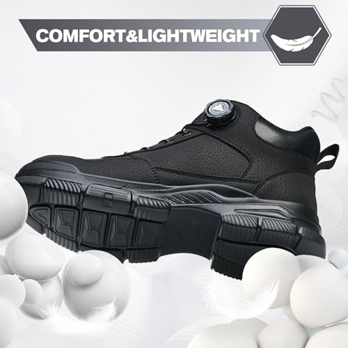 Safety Boots for Men Women Waterproof Work Boots Lightweight Safety Shoes Non-Slip Safety Footwear with Steel Toe Slippers Work Swivel Buckle