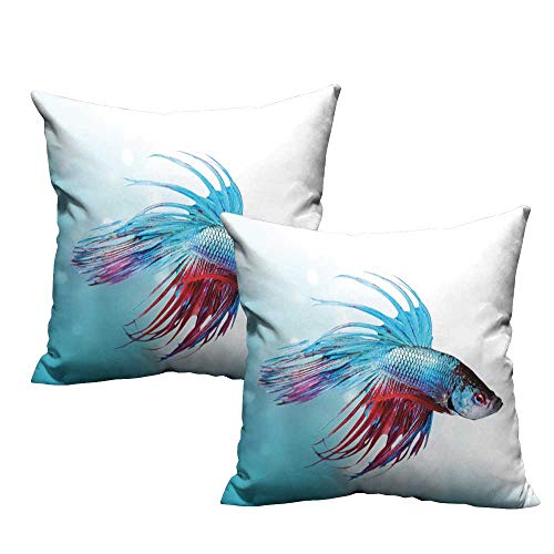 image for ZhiHdecor Printed Pillowcase Aquarium,Siamese Fighting Betta Fish Swim