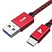 RAMPOW Red USB-C to USB-A Charge Cable, Certified (3.3ft, USB 3.0) Double-Braided & Durable Type-C Charger Cord, Compatible with Android, Samsung Galaxy S9/S8, Note 9, LG, HTC and More