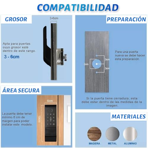 LOKOOY Cerradura inteligente, cerradura electrónica 5 en 1-huella digital, contraseña, TTLOCK APP, llave física, tarjeta RF, cerradura inteligente impermeable para exteriores IP65