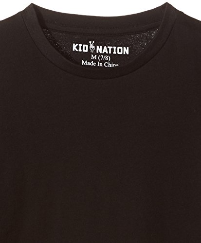 KID NATION KIDS UNISEX 2 PACKS 100% COTTON TAGLESS LONG SLEEVE CREWNECK T SHIRT TOP S BLACK + WHITE