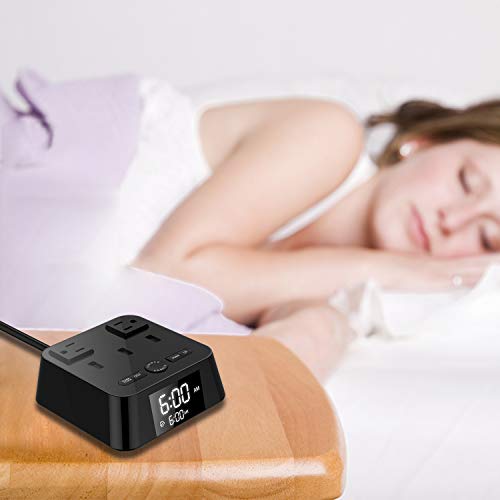 image for Yostyle Alarm Clock Charger w/3 USB Ports 2 Outlets & 6ft Power Cord, 