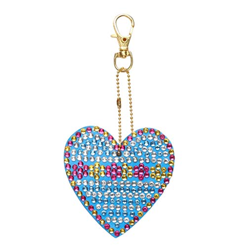 5D DIY Diamond Painting Keychain, 5 pcs Love Heart Shape, Mosaic Making Full Drill Special Shape Diamond Painting Kit for Bags, Smartphone Straps, 5 Pack